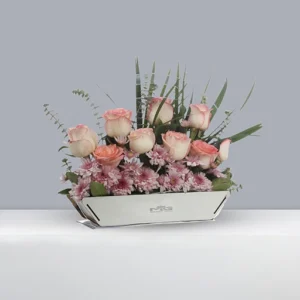 فلاور بگ چوبی تزئین شده با کرزنتیا و رز هلندی BB055