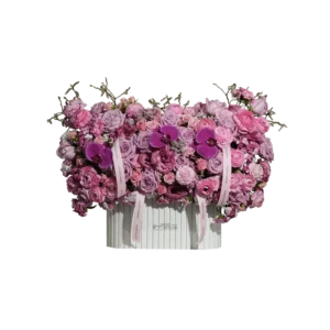 باکس گل سوپر پاستیلی طراحی شده با آنمون و قلم پور برای تبریک