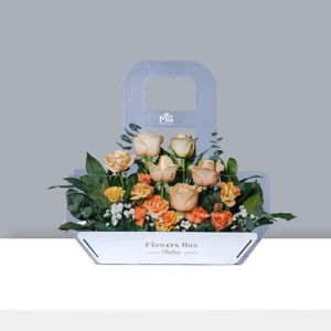 باکس گل رز نارنجی طبیعی BB087