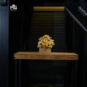 باکس گل مینیمال آفتاب گردان و ژیپسوفیلا BB168-J