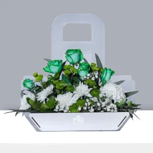 فلاور بگ چوبی و مینیمال با رز هلندی های سبز یشمی BB211