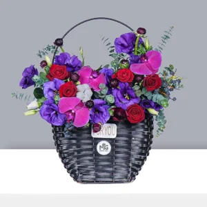 فلاور بگ مینیمال مشکی با گل های رنگارنگ BB240