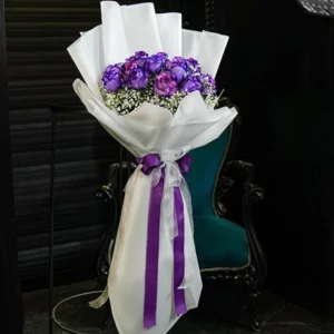 دسته گل رز و ژیپسوفیلیا DB077-J-3