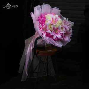 دسته گل رز هلندی و لیلیوم